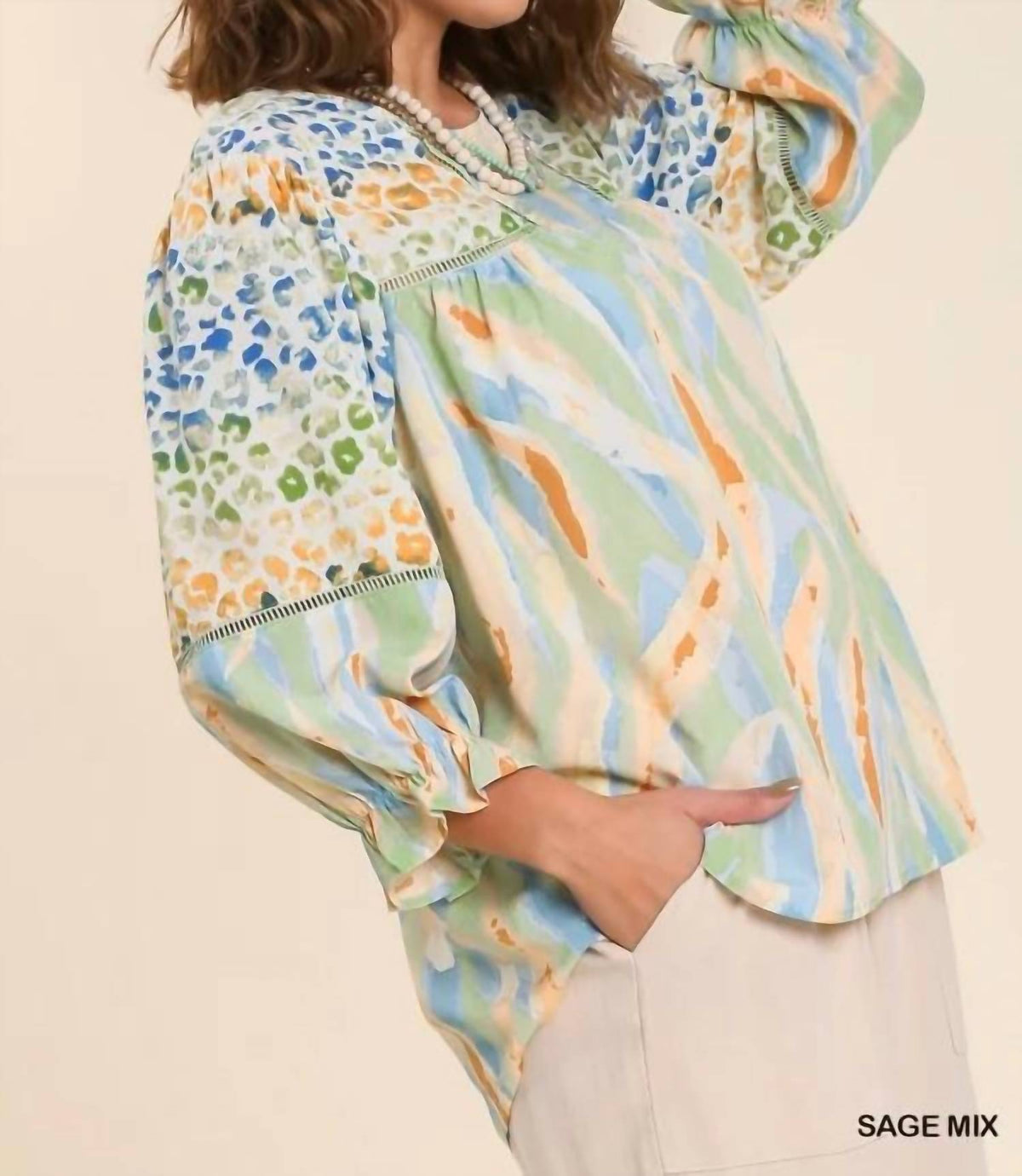 Umgee - Hazel's Pastel Mixed Print Top