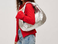 Urban Expressions Dollie Hobo Woven Bag in silver - women's bag - alternate view