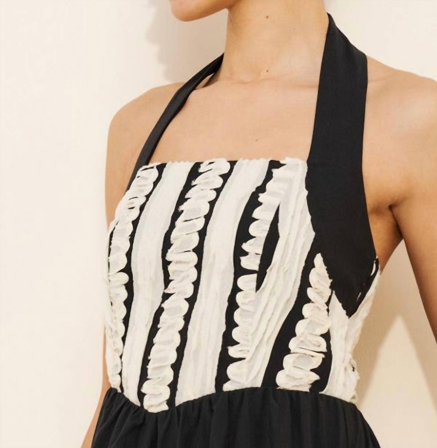 Adelyn Rae - Fernanda Halter Ribbon Blocked Midi Dress