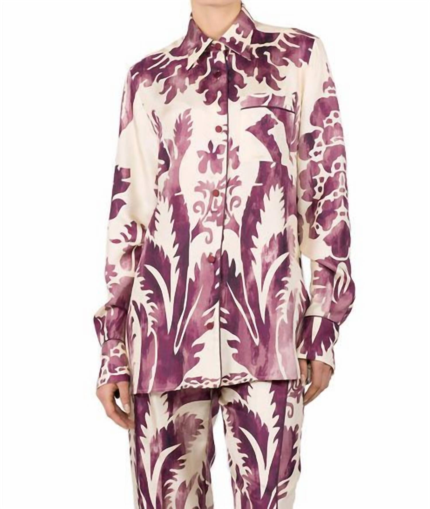 F.R.S. For Restless Sleepers Talo Velvet Pajama Top in damascus pink - women's shirt