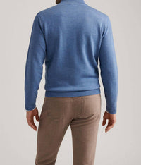 PETER MILLAR Keene Quarter Zip Sweater in lunar blue - men's sweater - detail view