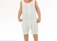 Angel Dear - Kids Baseball Stripe Bamboo Sleeveless Shortie Romper