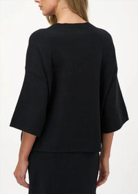 M made in Italy Knit Sweater Top in italy knit sweater top in black - women's sweater - alternate view