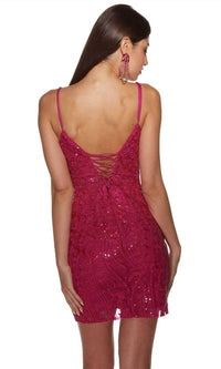 Alyce Paris - Sequin Lace Plunging Neckline Cocktail Dress