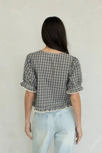 Things Between - Colleen Ruffle Trim Plaid Blouse