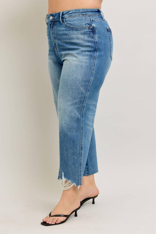 Judy Blue - High Rise Rigid Magic Destroy Hem Crop Wide Leg- Plus
