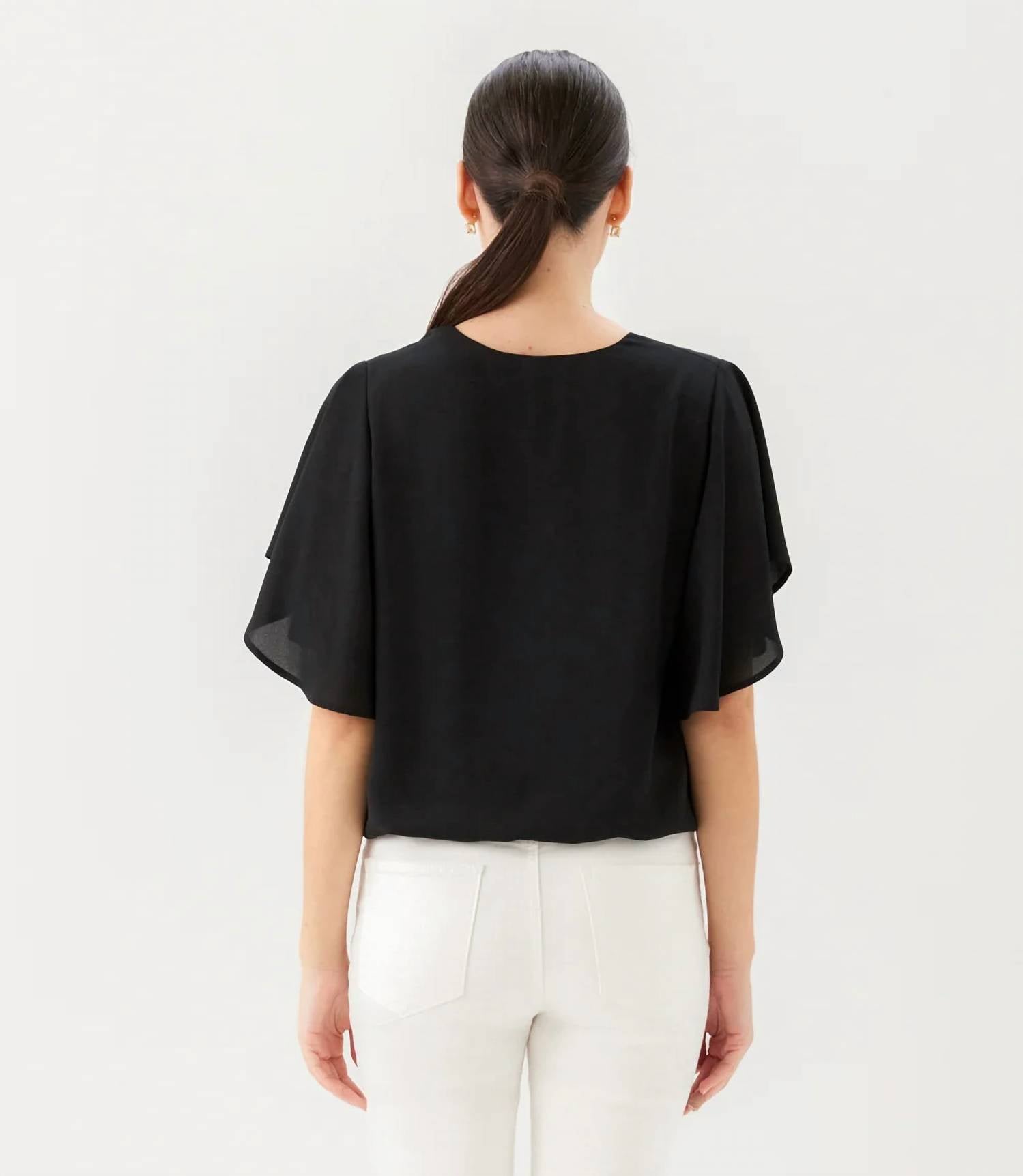 Karen Kane - Flutter Sleeve V-Neck Top