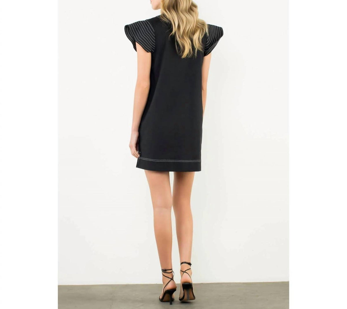 Thml - Striped Flutter Sleeve V-Neck Dress