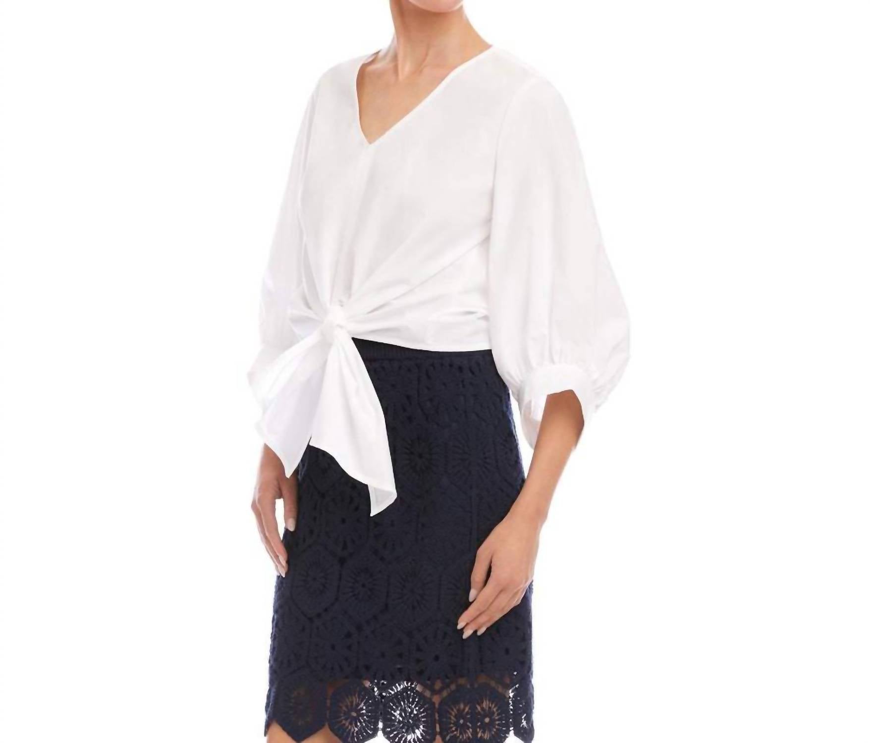 Karen Kane - Blouson Sleeve Tie-Front Top
