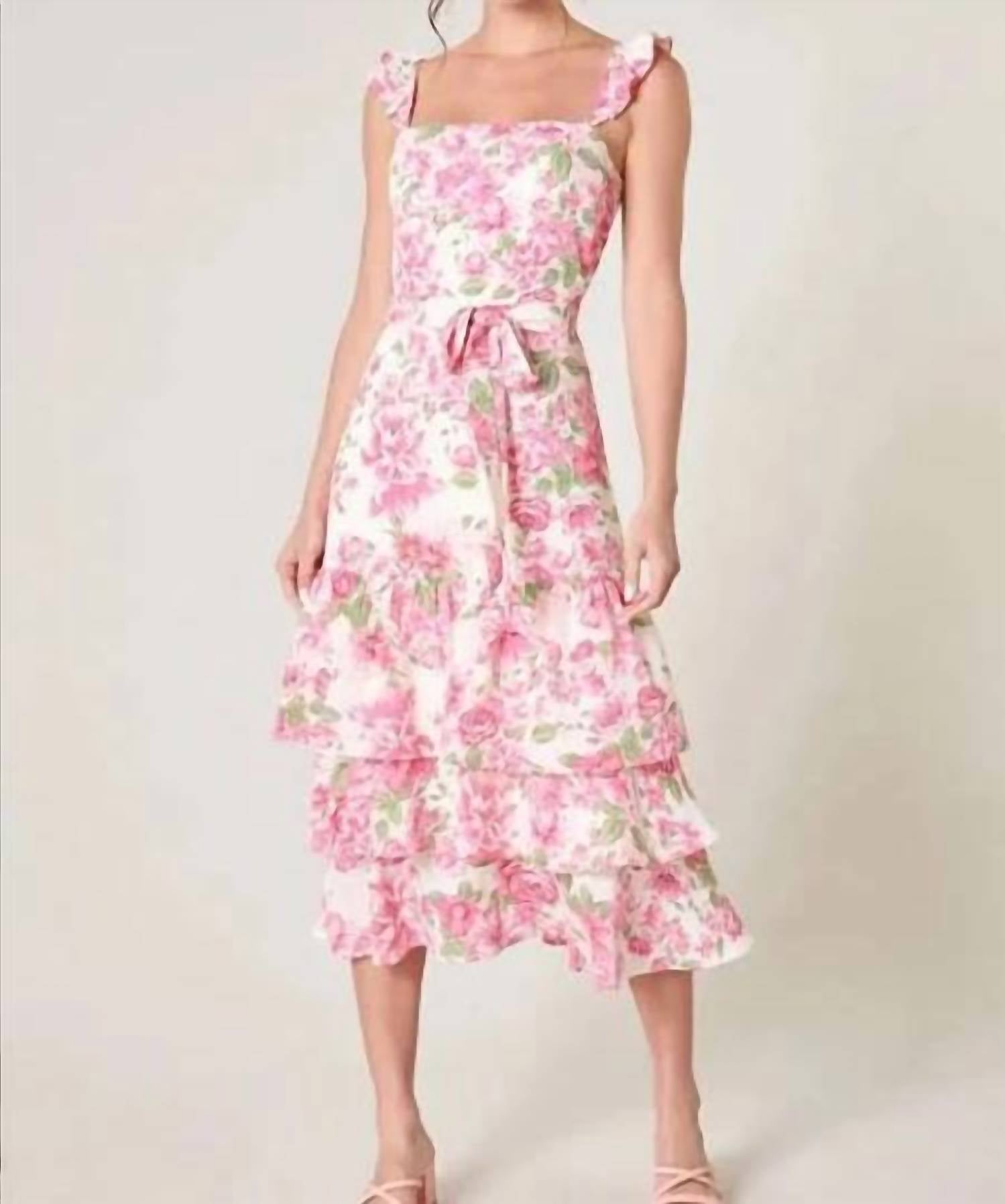 Sugarlips - Truth Be Told Guayana Ruffle Tiered Midi Dress