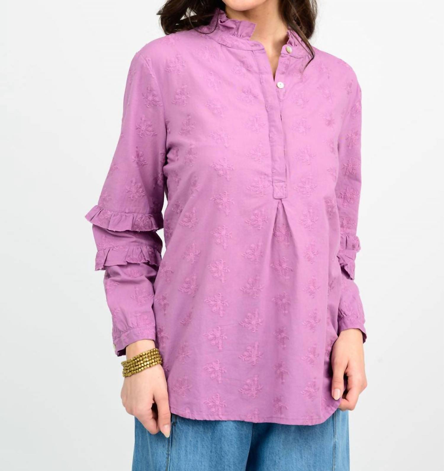 Ivy Jane Eyelet Popover Shirt in grape - women's blouse