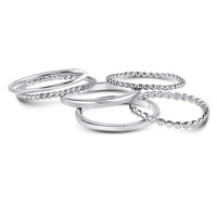 Allyanna Gifts - Women's Sterling Silver 6 Bands Stackable Set Ring
