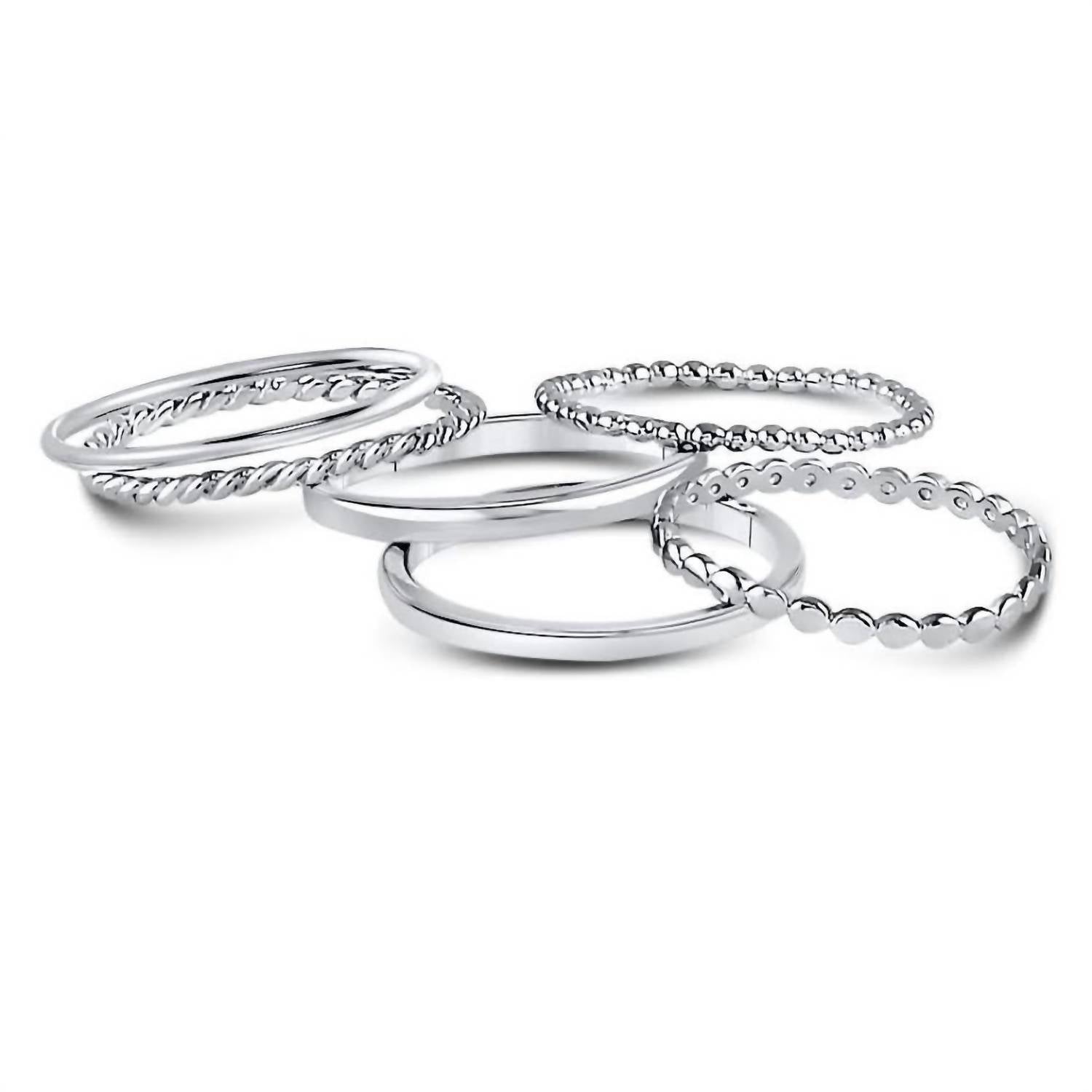 Allyanna Gifts - Women's Sterling Silver 6 Bands Stackable Set Ring