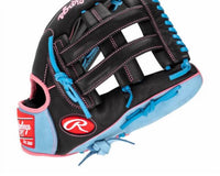 Rawlings R9 12.75" Baseball Glove - Regular in black blue pink - men's accessory - detail view