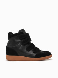 STEVE MADDEN Women's High Top Velcro Wedge Sneaker in black - women's sneaker - alternate view