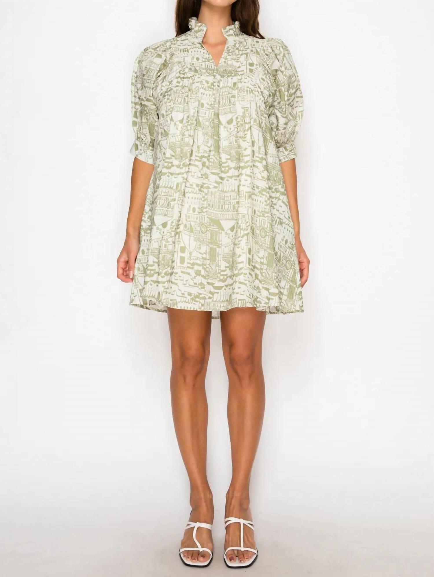 Meet Me in Santorini Verdant Bellezza Mini Dress in santorini verdant bellezza mini dress in green - women's dress - alternate view
