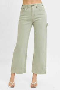 Risen - Tummy Control High Rise Crop Wide Jeans