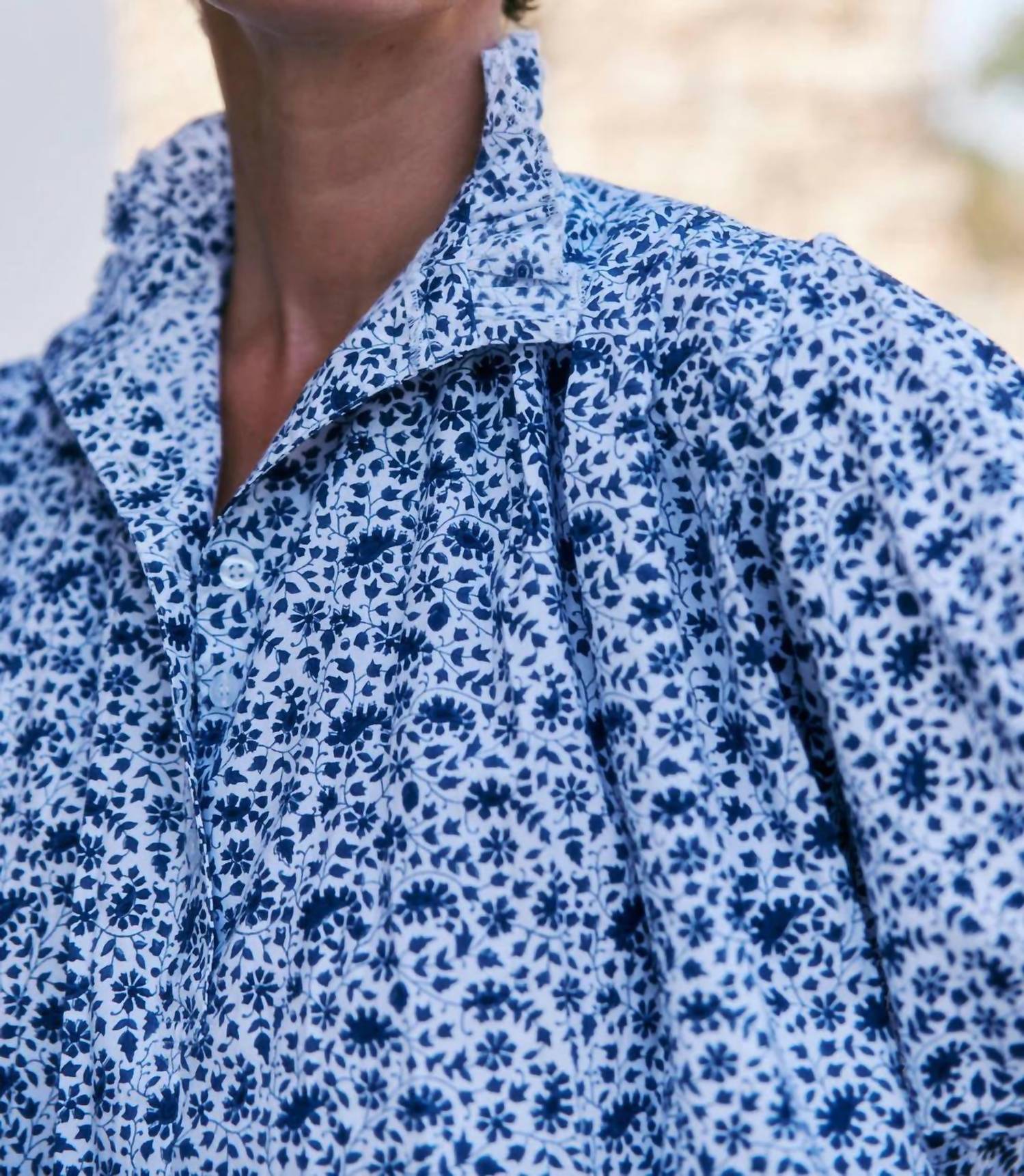 SZ Blockprints Kali Top in ditsy print - women's long sleeve top - alternate view