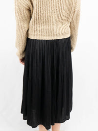 SHE + SKY Classic Pleated Midi Skirt in black - women's skirt - detail view