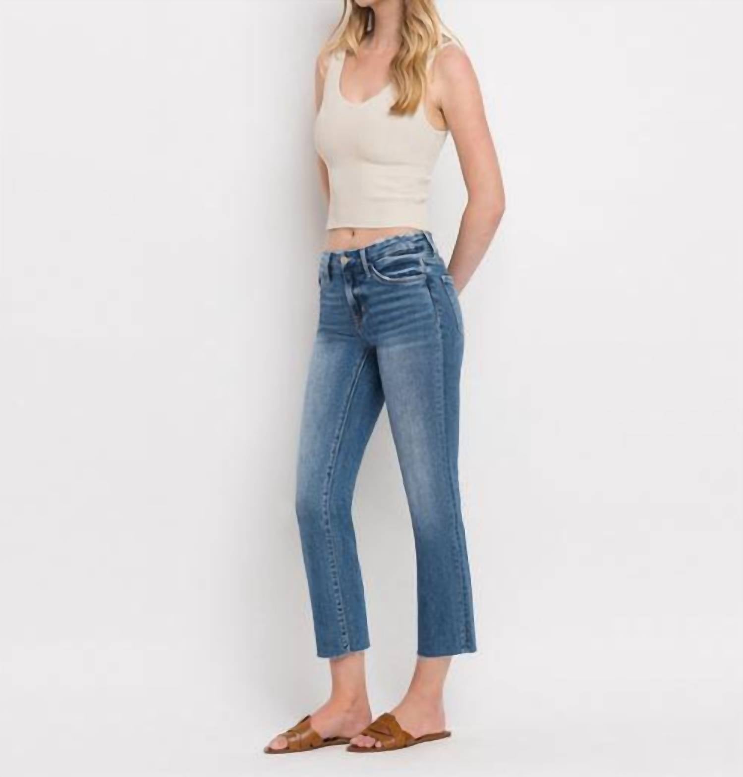 Vervet By Flying Monkey - Mid Rise Crop Slim Straight Jeans