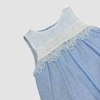 Juliana - Kid's Two Piece Dot & Lace Dress W Bonnet