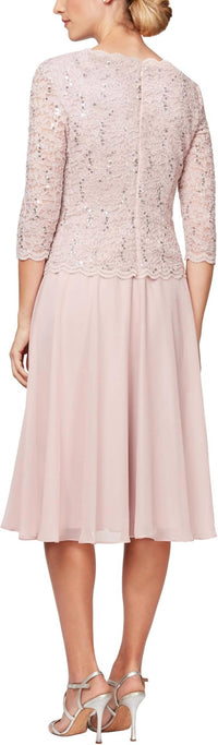 Alex Evenings - Crew Neck Lace Bodice & Chiffon Skirt - Plus