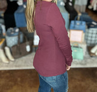 Staccato - Long Sleeve V-Neck Baby Rib Top