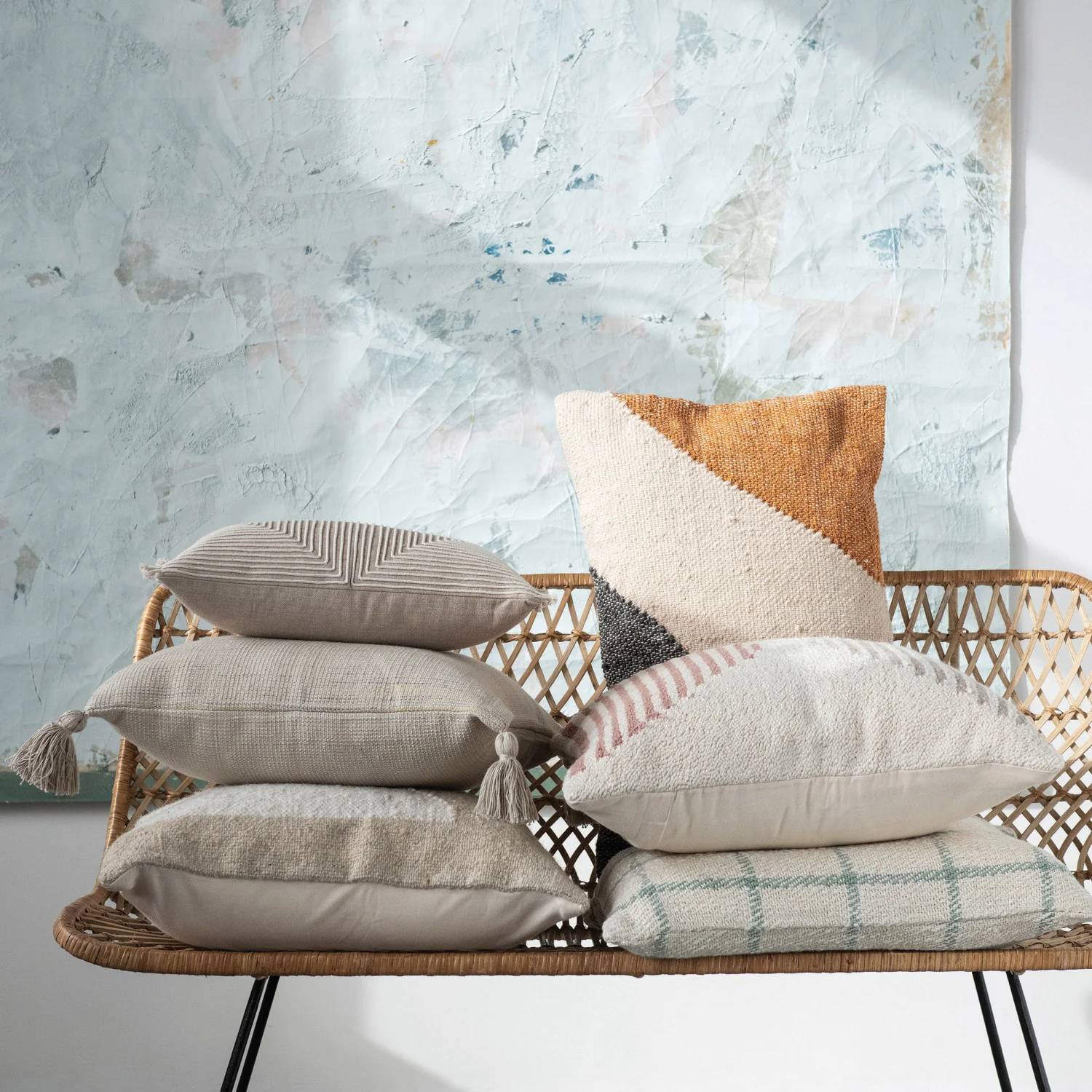 Creative Co-Op - Woven Cotton Blend Lumbar Pillow