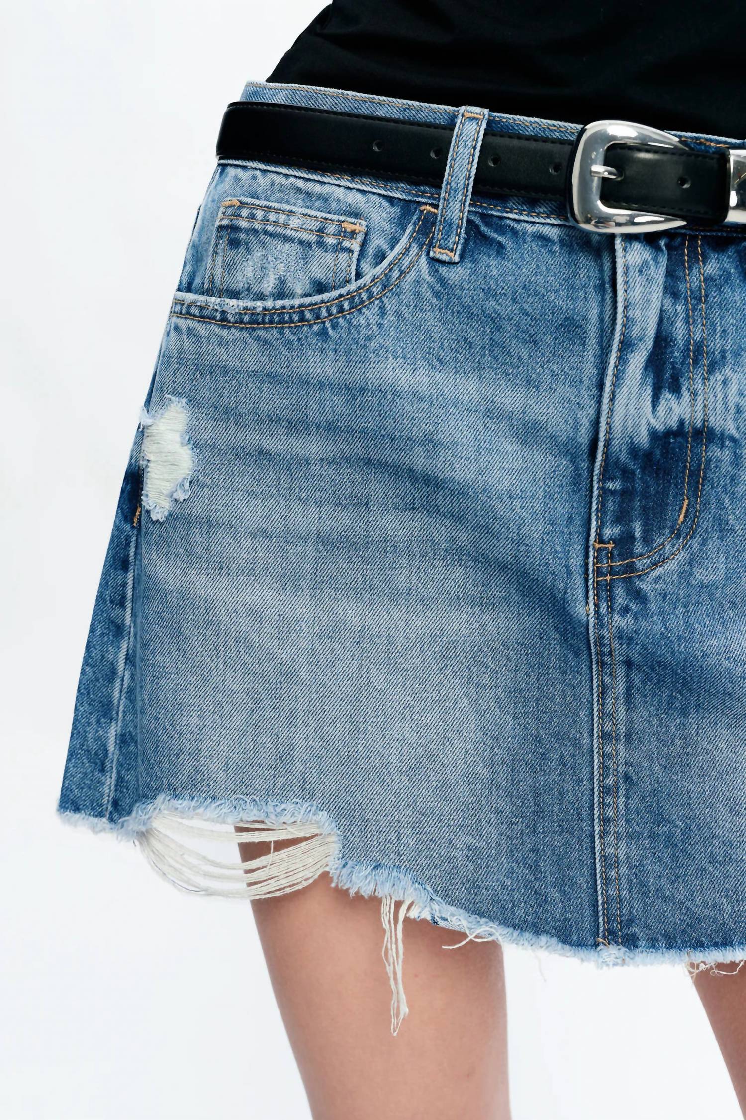 Bayeas - Distressed Mini Skirt