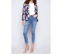 CHARLIE B Floral Linen Blazer in gardenia - women's jacket - view 4