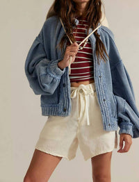 Lovlov - Washed Trim Cardigan Jacket