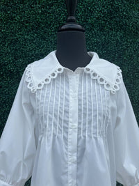 Joy Joy - Women's Pin Tuck Collar Blouse