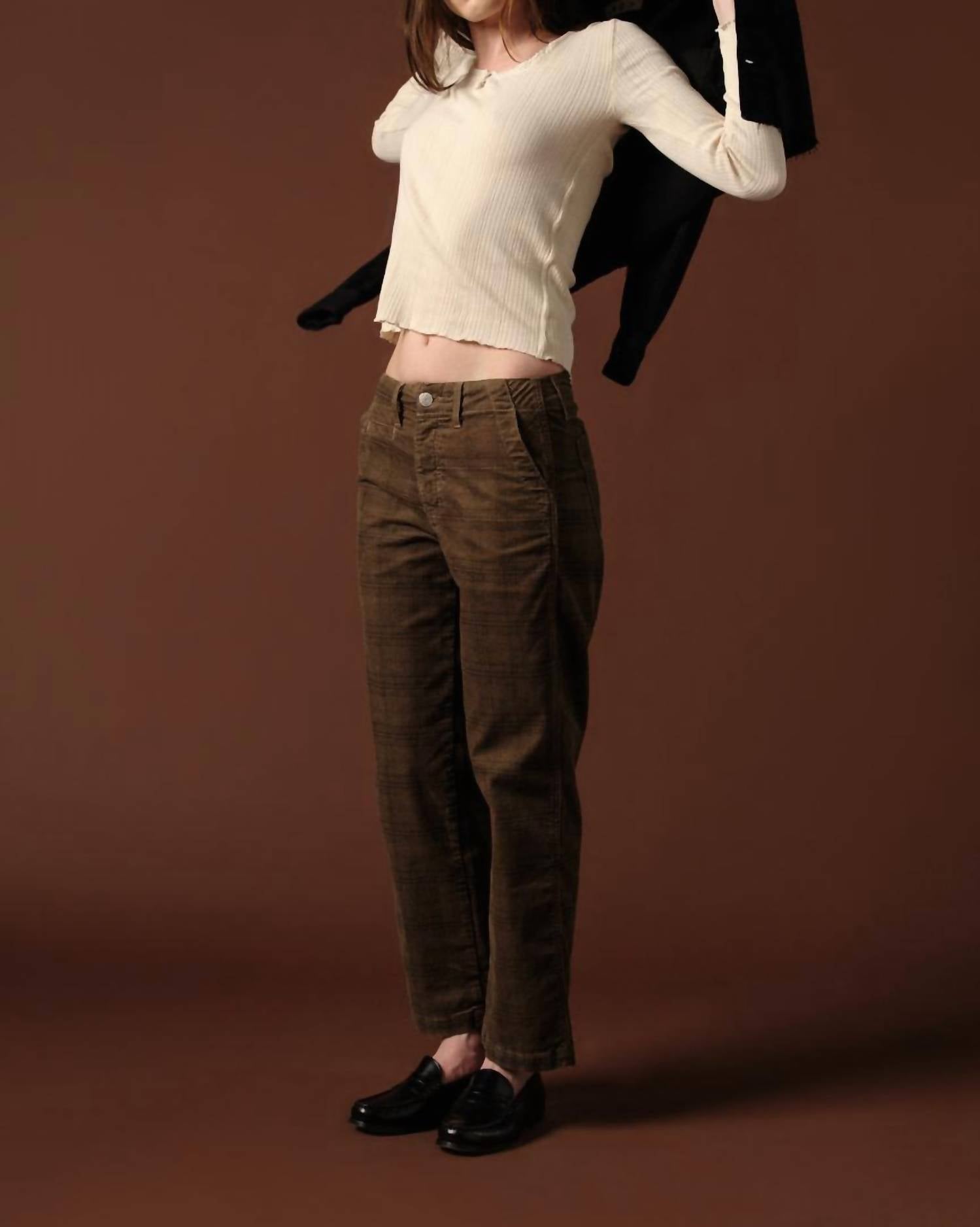 Amo - Lillian Plaid Corduroy Pants