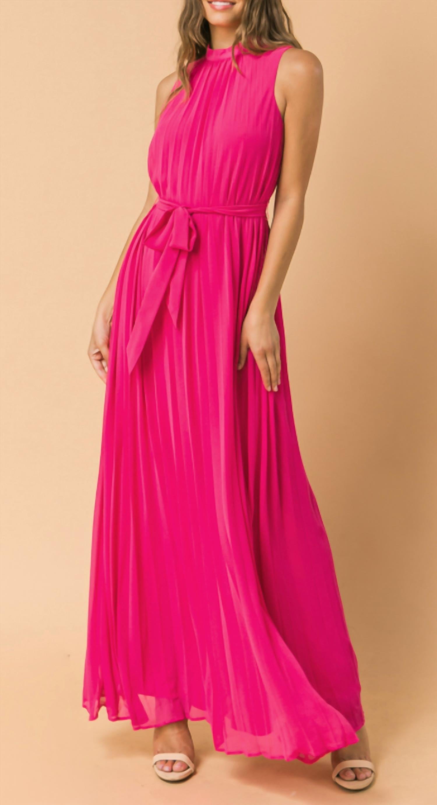 Flying Tomato - Baby Pleated Halter Maxi Dress