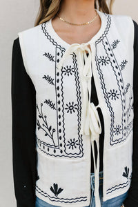 Polagram Laityn Embroidered Vest in cream - women's jacket - view 8