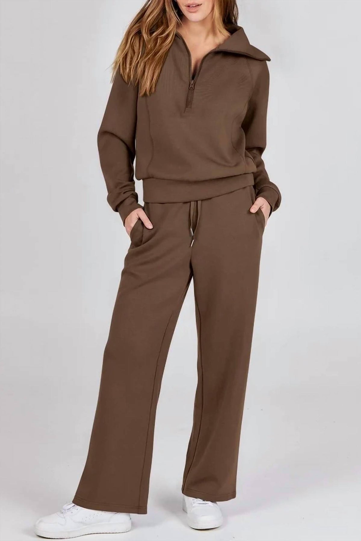 Rosa Clothing - Daily Sweat Long Sleeve Sweatshirt And Wide Leg Relaxed Pants