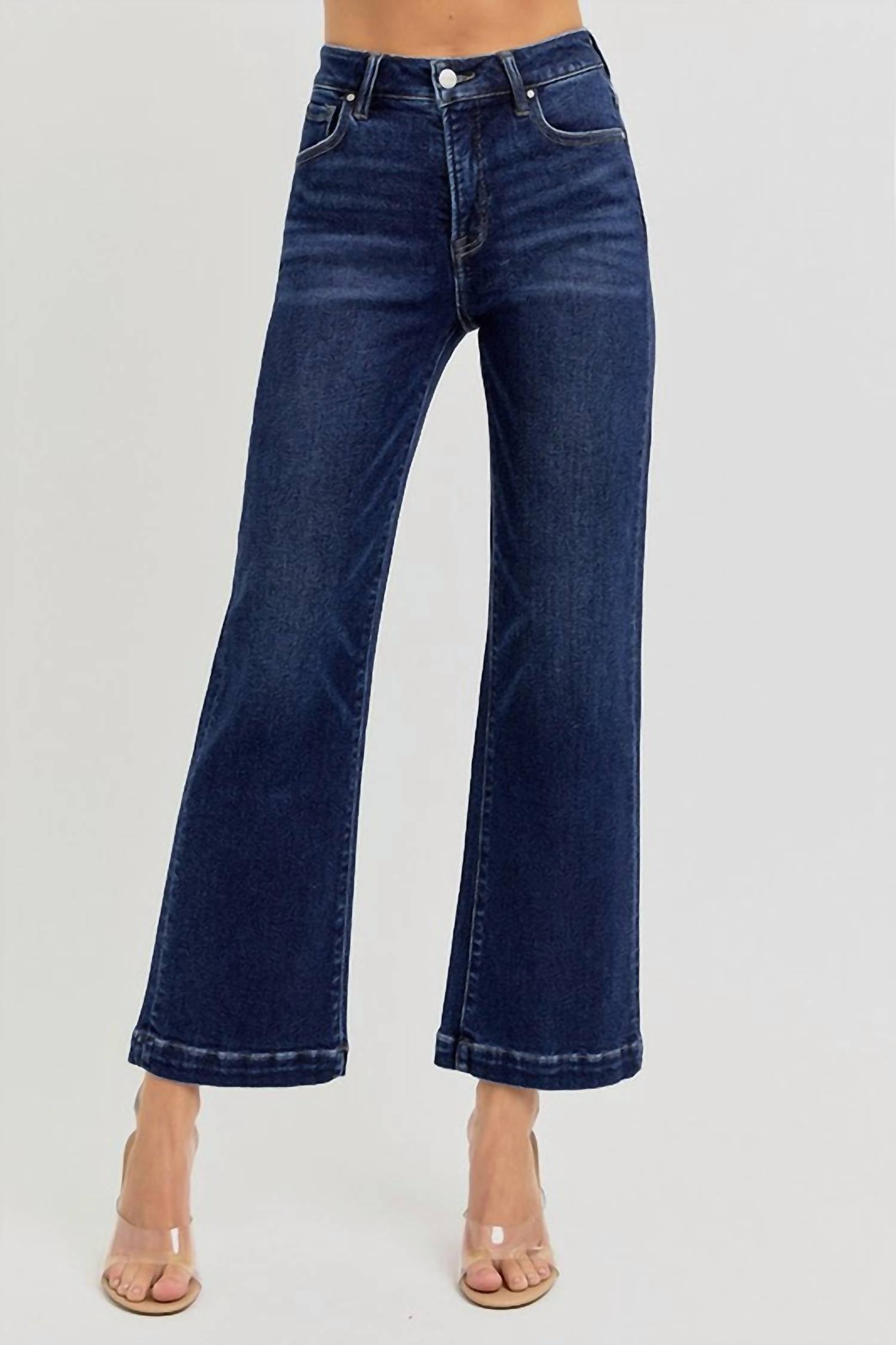 Risen - Tinsley Tummy Control High Rise Crop Wide Jeans