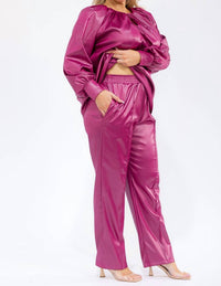 Karen T Design - Long Sleeve Drawstring Top And Elastic Waist Pants