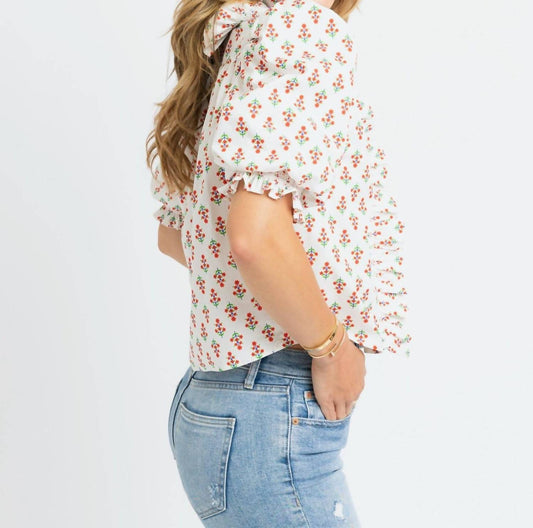 Karlie - Sweet Bloom Digital Floral Ruffle Puff Sleeve Top