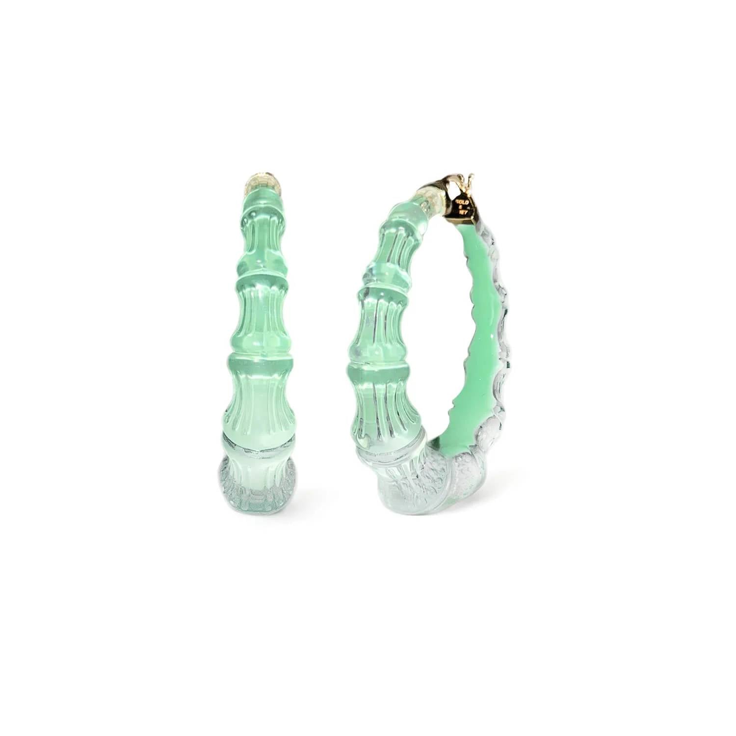 Gold & Honey - Women's Bamboo Illusion Lucite Hoop Earrings
