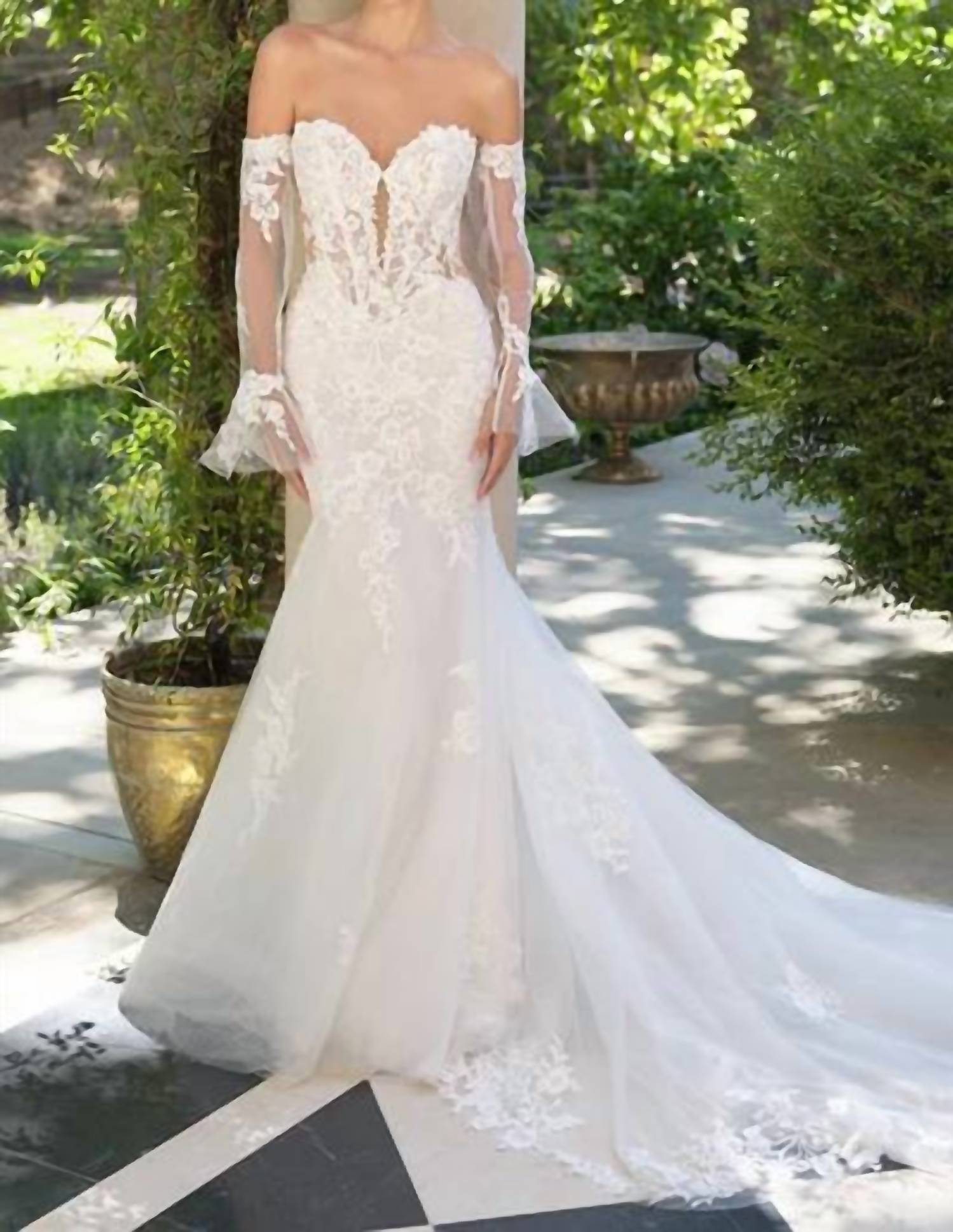 Ladivine Lauren Mermaid Wedding Gown in white - women's dress - view 4
