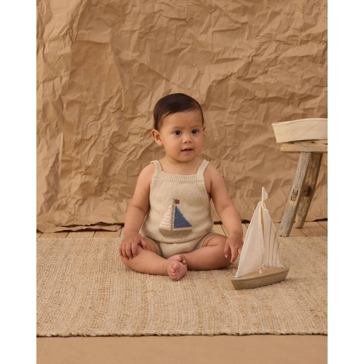 Rylee + Cru Kid's Fisher Romper in sailboat - kids' item