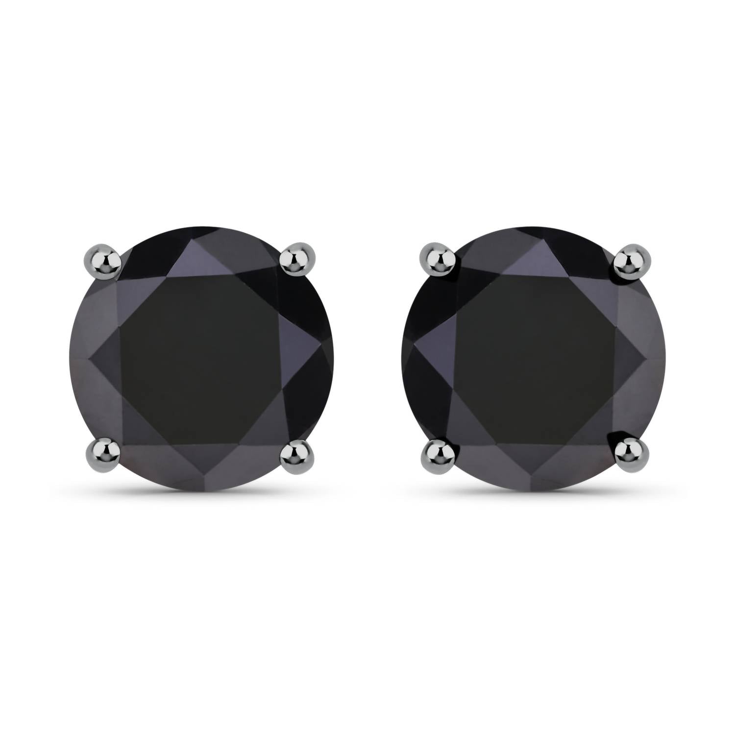 Diana M Jewels Women's Round Natural Black Diamond Stud Earrings (5.41 Ct) - Elegant in 14k white gold - women's jewelry