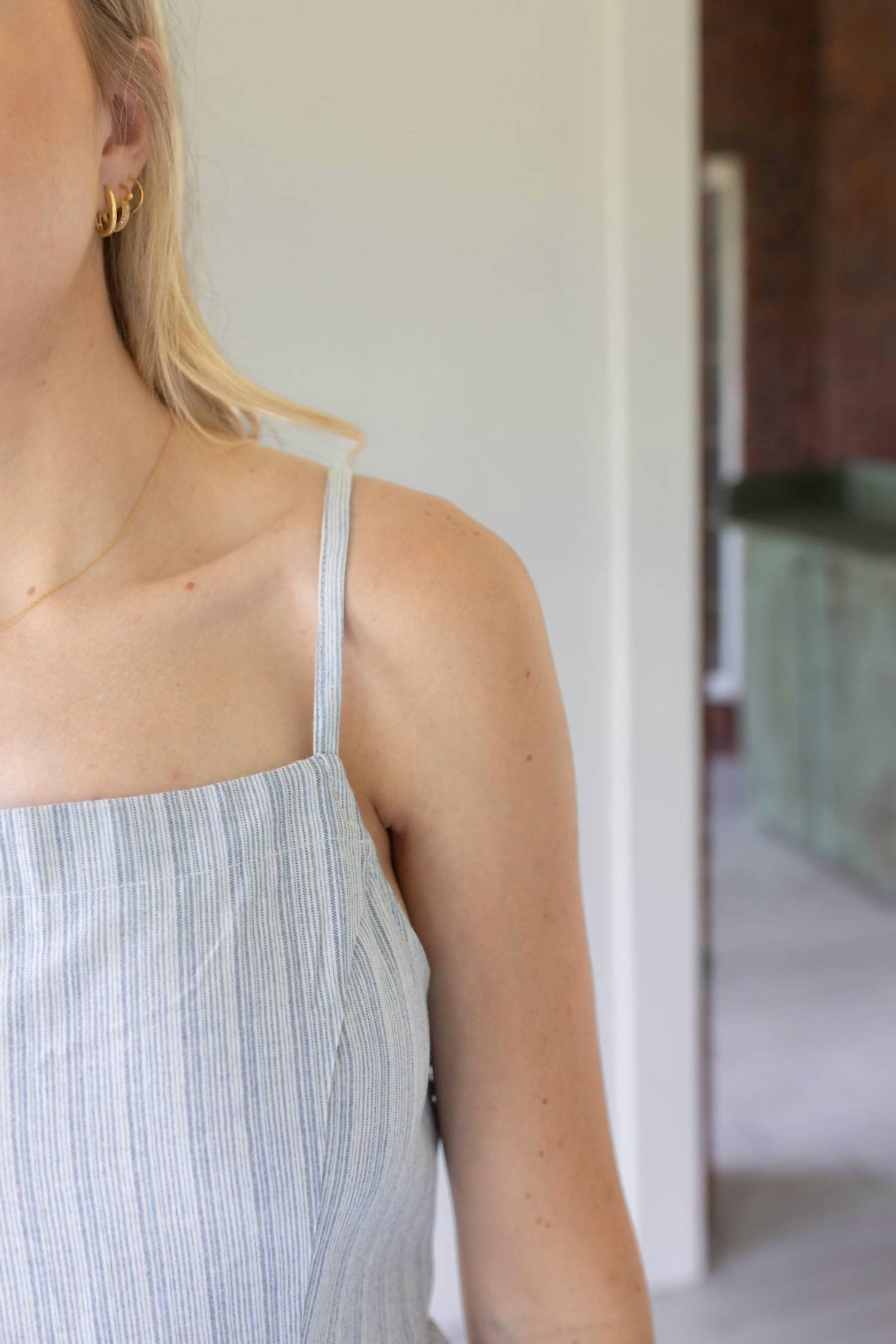 Hem & Thread Sunset Stroll Striped Jumpsuit in blue - women's pants - alternate view