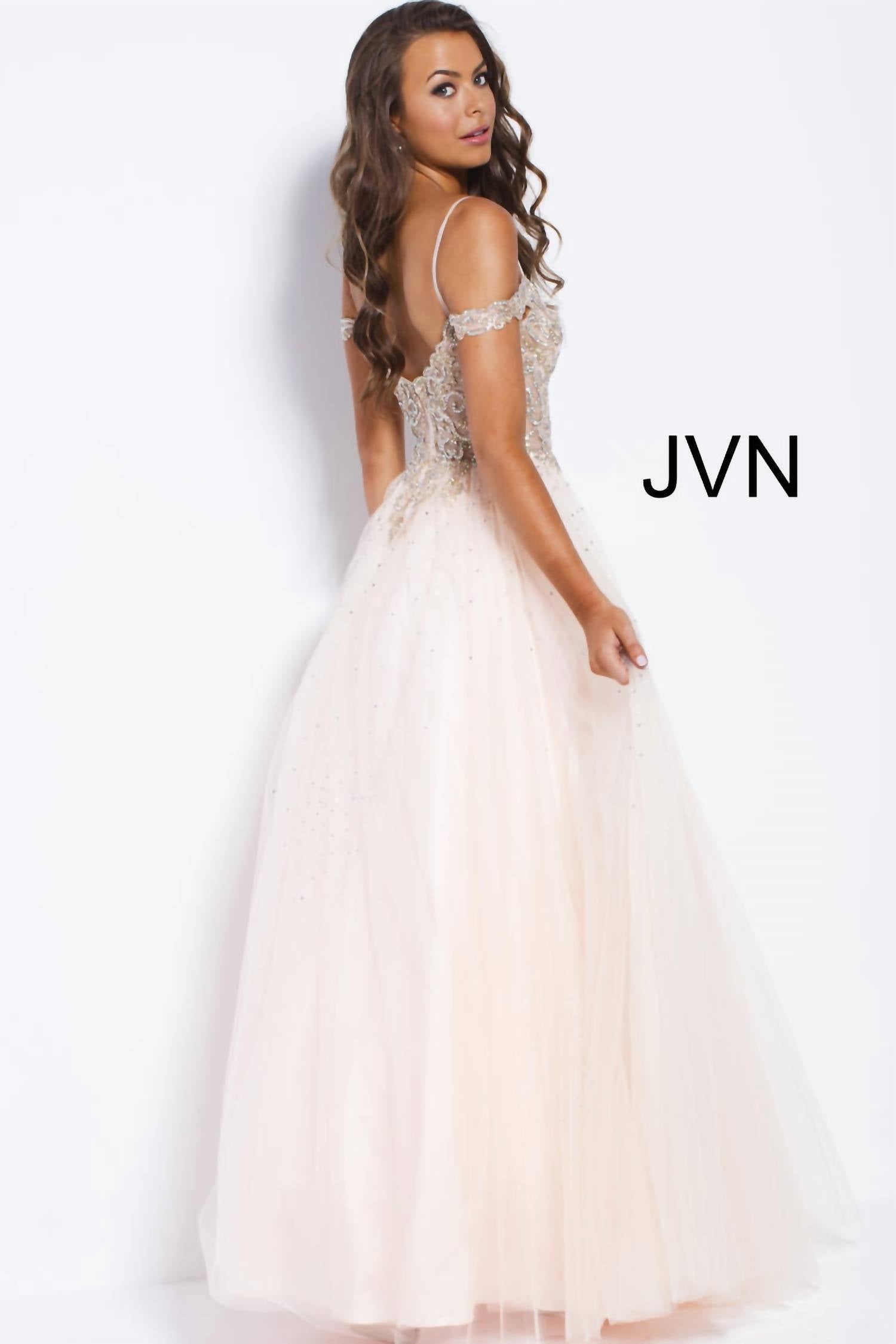 Jovani - Embellished Off The Shoulder Prom Ballgown