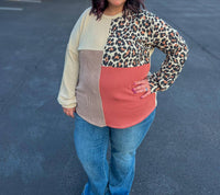 Lovely Melody - Two Places At Once Leopard Color Block Top