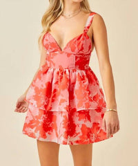 Day + Moon - Floral Organza Tiered Romper Dress