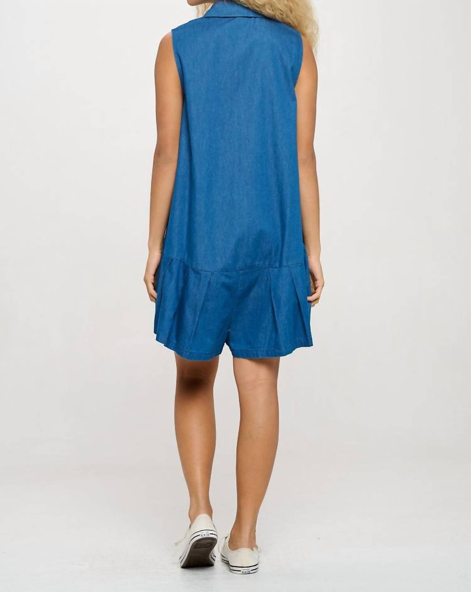 Meet Me In Santorini - Azure Denim Romper