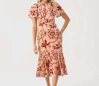 RHODE Grande Arabella Floral Midi Dress in cream enchanted vine - women's dress