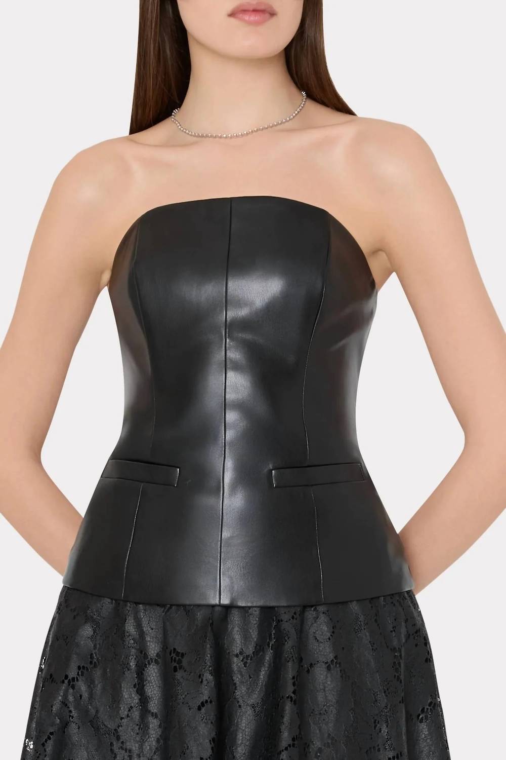 Milly - Faux Leather Strapless Top